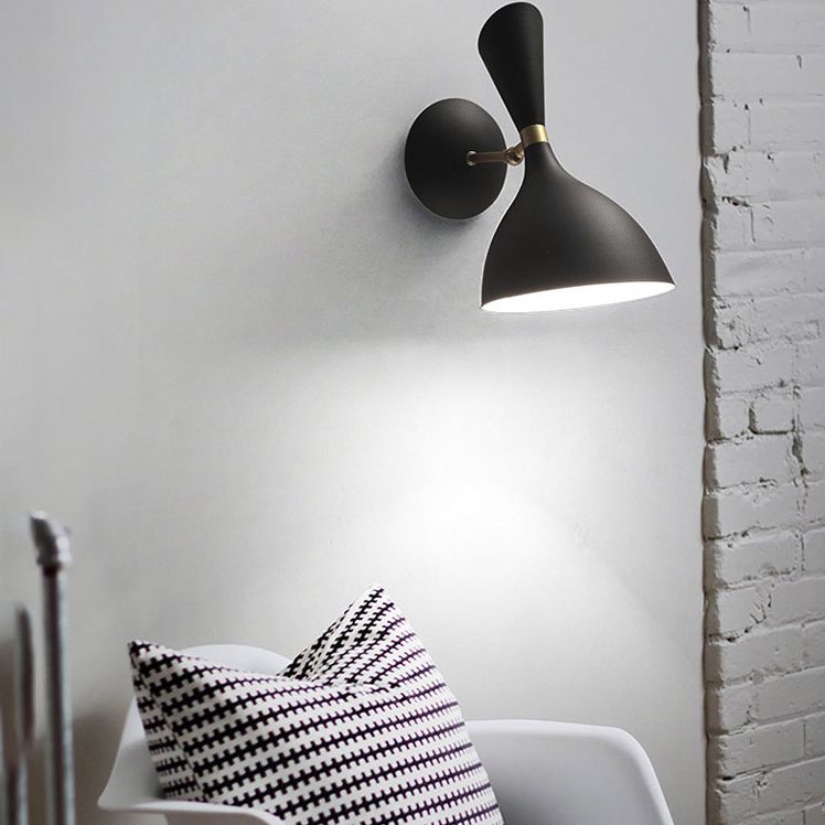 Nordic Macaron Double Cone-Shaped Wall Light Sconce Metallic Wall Light Fixtures for Bedroom