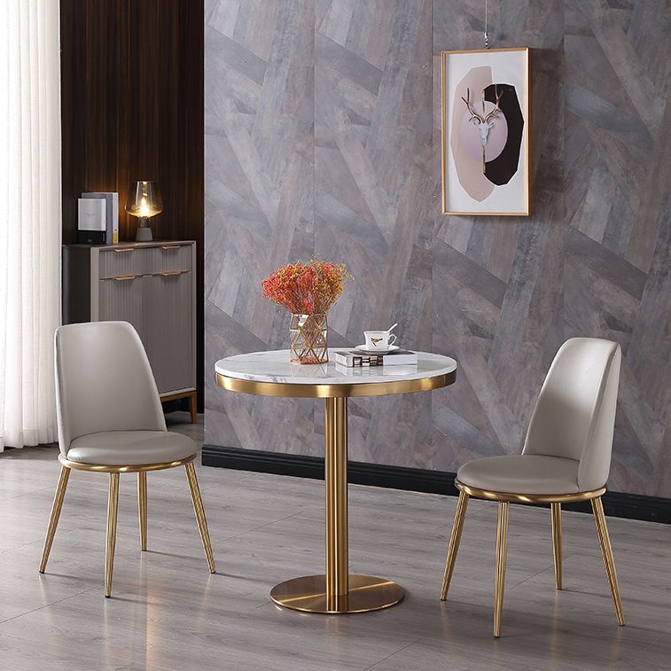 Marble Dining Table Luxury Style Single Pedestal Round Table for Dining Room