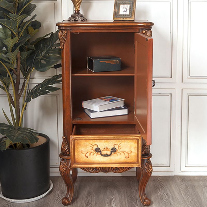 Mid-century Modern 1- Door Wooden Cabinet 1- Drawer Rectangle Accent Cabinet