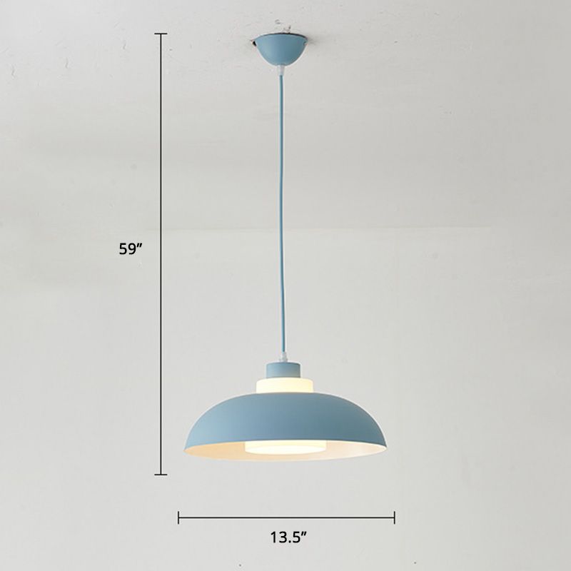 Bol en aluminium plafonnier pendrier léger macaron à la lampe à bulbe unique avec insert de l'ombre acrylique