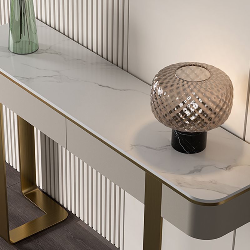 Stone Console Accent Table with Stainless Steel Bracket for Hall