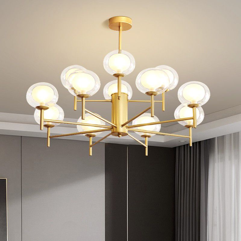 Spherical Shape Chandelier Modern Style Glass Multi Light Hanging Lamp for Restaurant