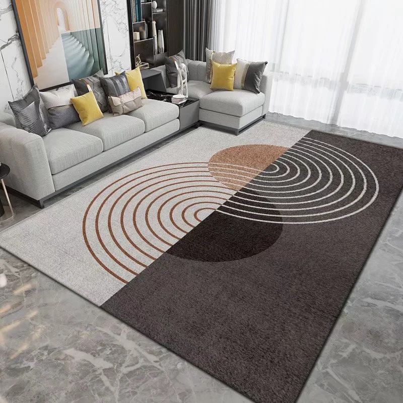 Dark Brown Carpet Polyester Graphic Carpet Washable Carpet for Drawing Room