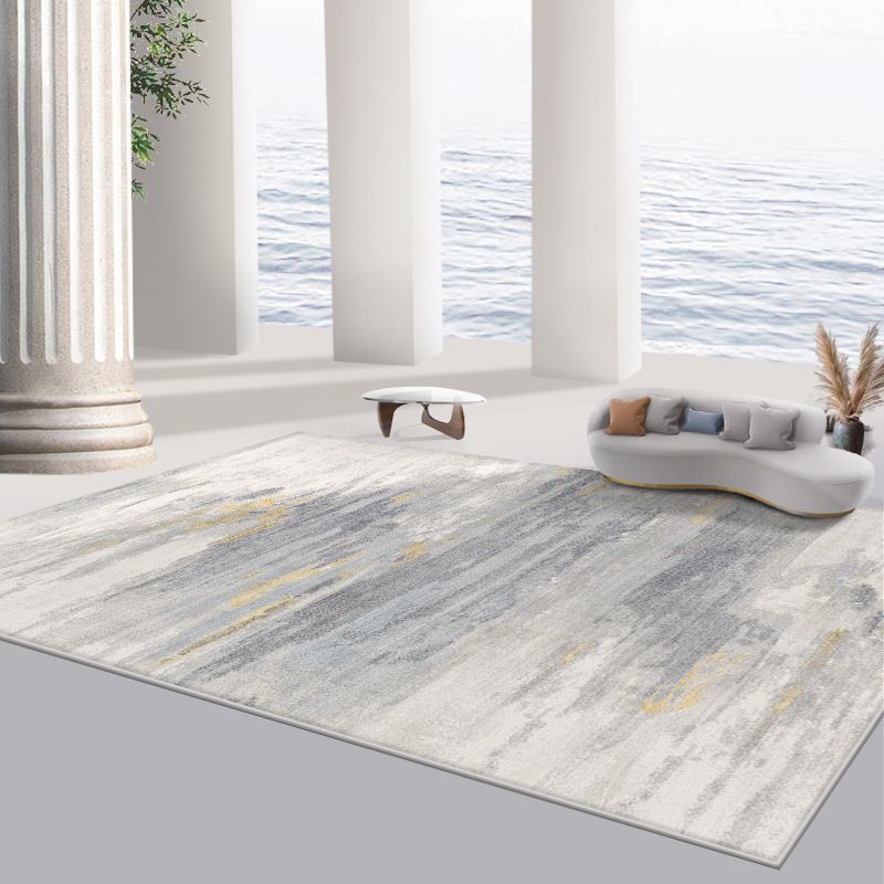Stylish Grey Tye Dye Carpet Polyester Modern Area Rug Anti-Slip Washable Rug for Home Decor
