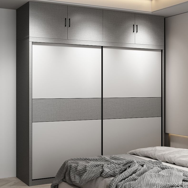Modern Style Wooden Wardrobe White Colour Wardrobe Closet with Sliding Door