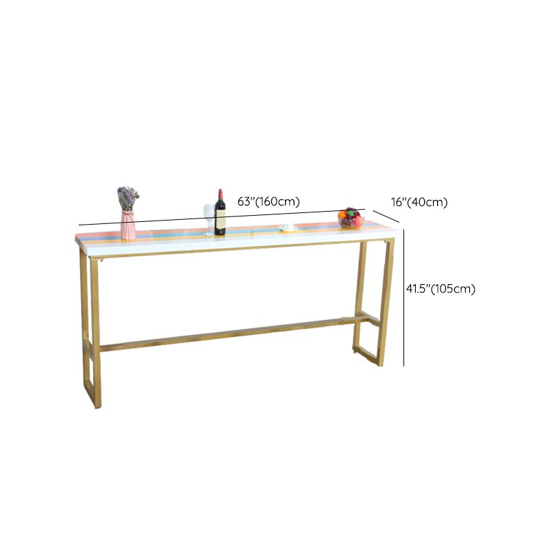 Modern Bar Height Table Solid Wood Top Bistro Bar Table with Metal Base
