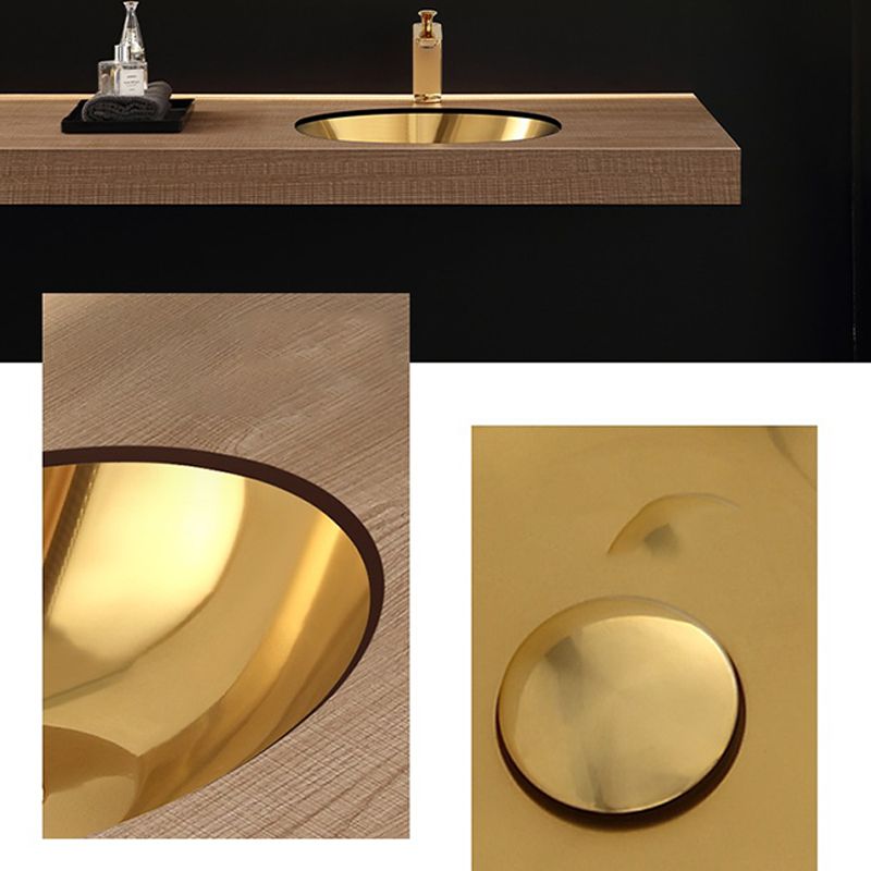 Oval Undermount Bathroom Sink Stainless Steel Shut-Off Valve Included Bathroom Sink