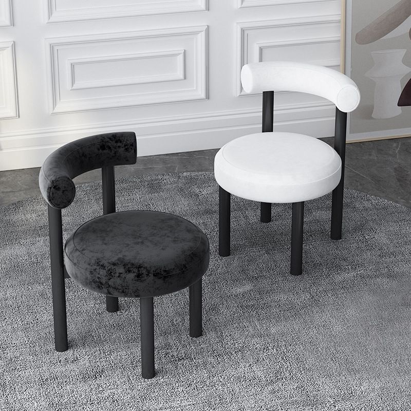 Silla lateral de terciopelo estilo diseñador, respaldo abierto, acabado mate, silla de comedor