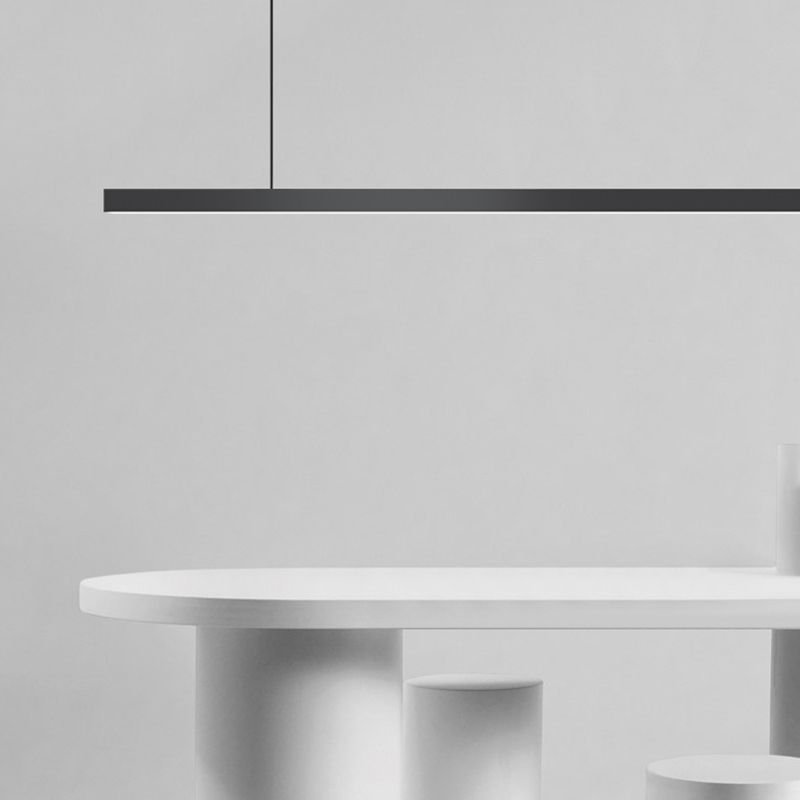 Aluminum Island Lamp Modern 1-Head Linear Restaurant Pendant Light with Acrylic Shade