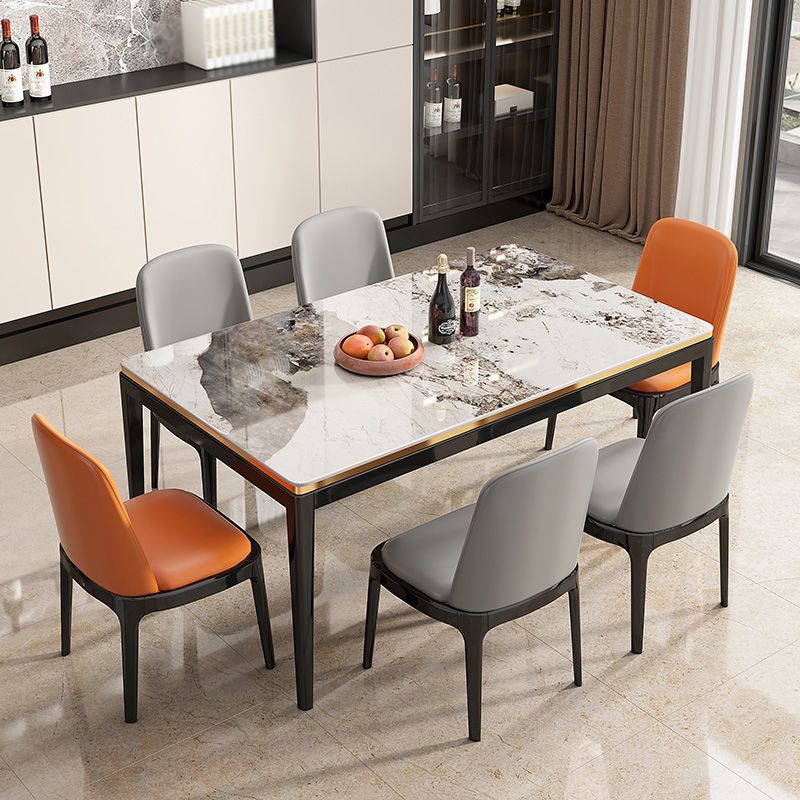Medieval Modern Sintered Stone Dining Table Rectangle Kitchen Table with 4 Legs