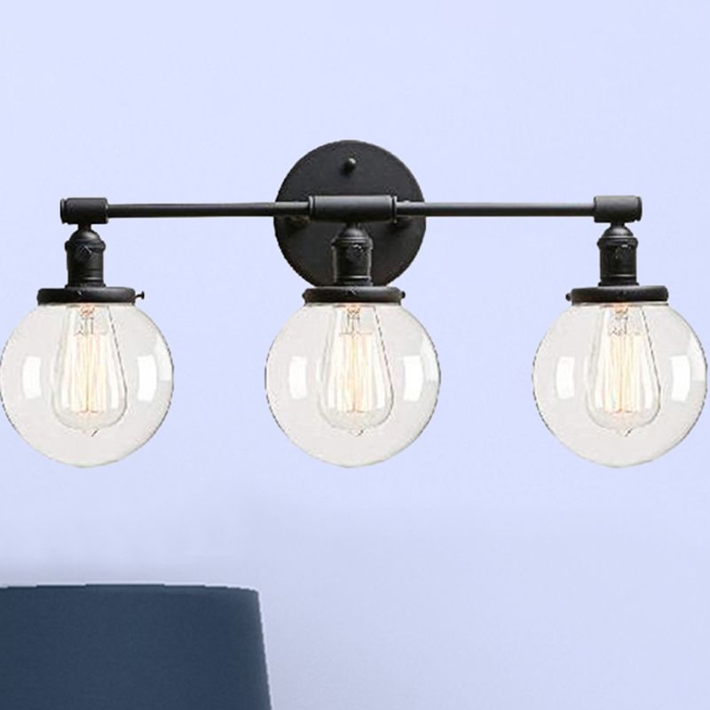 Schwarze 3 Lichter Leuchten Leuchten Licht Industrial Clear Glass Bubble Schatten Beleuchtung für den Freien
