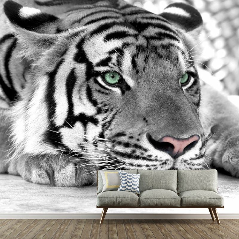 Custom Photo Print Modern Murals Wallpaper with Tiger Pattern in Black and White