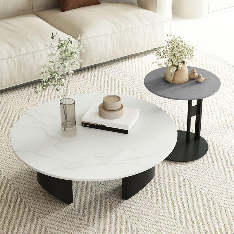 Modern Slate Coffee Table Round Coffee Table for Living Room