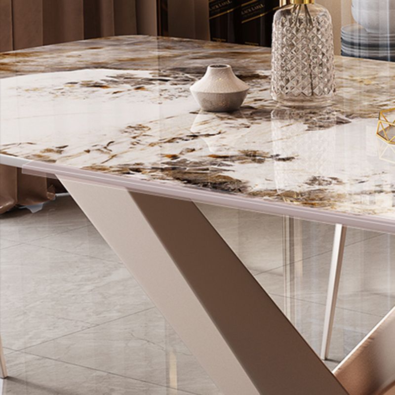 Modern Rectangle Dining Table Set 1/2/5/7 Pieces with Metal Base Kitchen Furniture Set