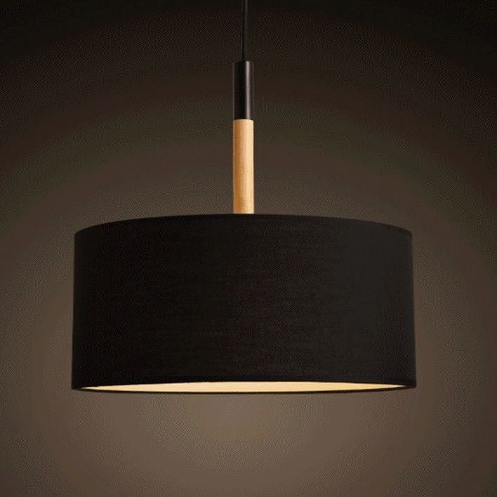 Drum Fabric Shade Pendant Hanging Lamp Modern Minimalist 1 Light Bedroom Hanging Ceiling Light