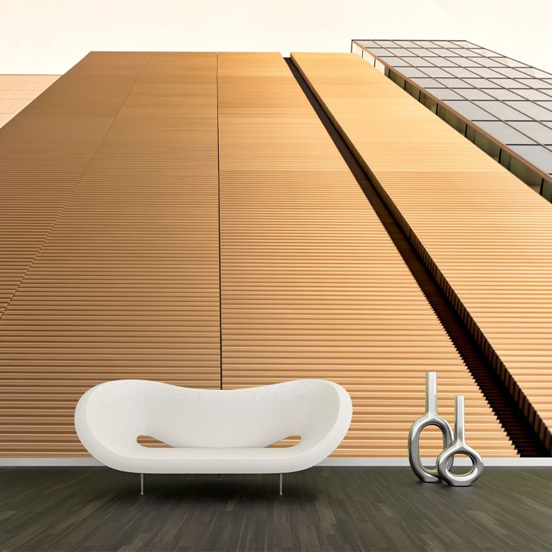 Simple City Building Mural Wallpaper for Meeting Room Stain Resistant, Custom Made