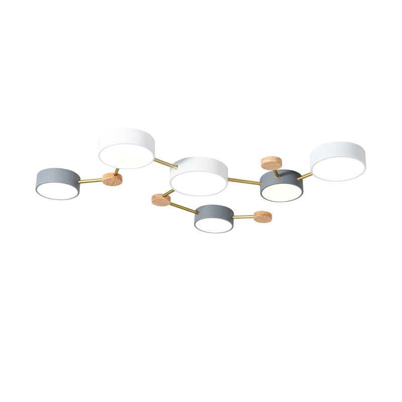 New Modern Sputnik Flush Mount Ceiling Light Metal Bedroom Flush Light in Grey