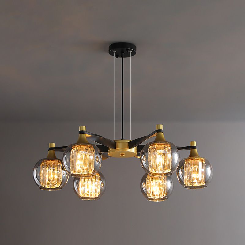 Chandelier postmoderne Chandelier Prismatic Crystal Dining Salle suspendue en noir-or