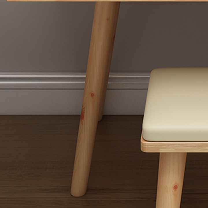 Scandinavian Dressing Table with Mirror and Drawer Solid Wood