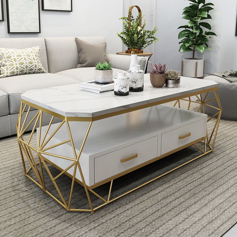 Contemporary Frame with Drawer Rectangular Single Coffee Table