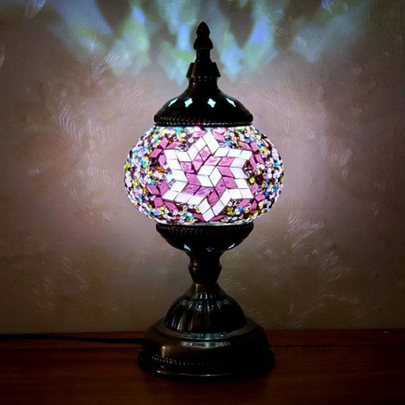 Turkish Oblate Nachttischlampe Single-Bulb-Glasschifftischleuchte für das Restaurant