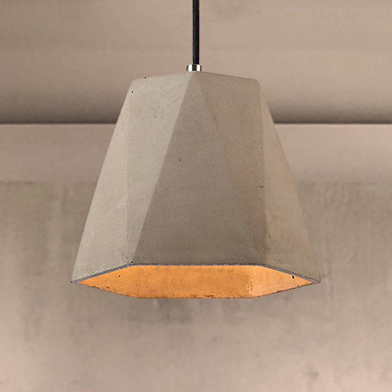 Contemporary Rectangle/Hexagon Pendant Light 1 Light Concrete Ceiling Light Fixture with Adjustable Cord in Grey
