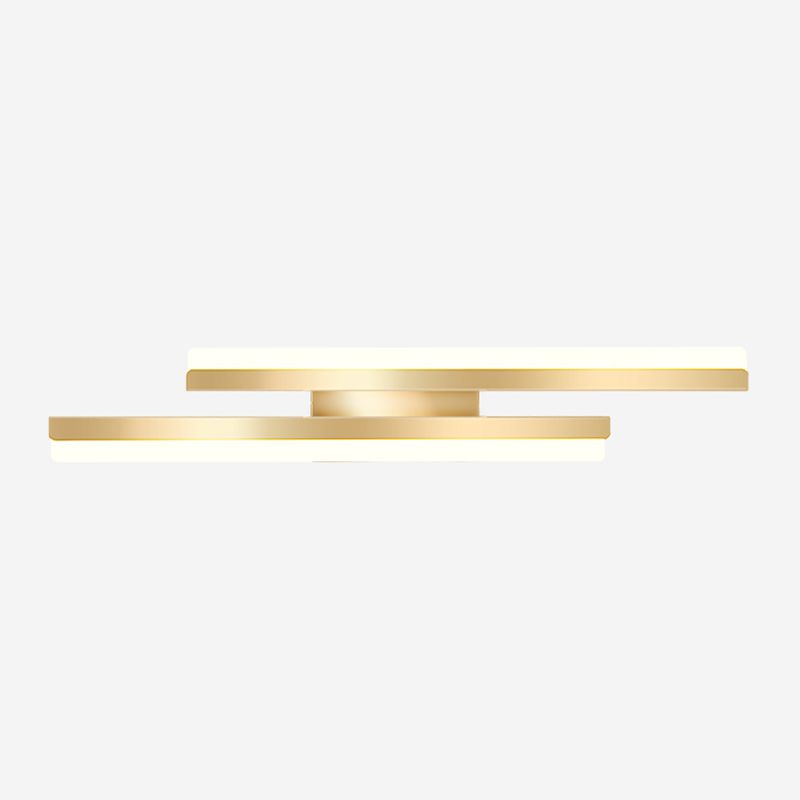 Linear Shape Metal Wall Lights Modern Style 2 Light Wall Mounted Light Fixtures in Gold