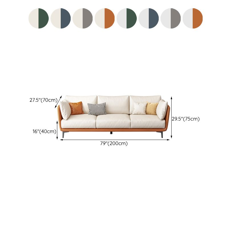 Scandinavian Loose Back Seating Pillow Top Arm Beige Sofa for Apartment