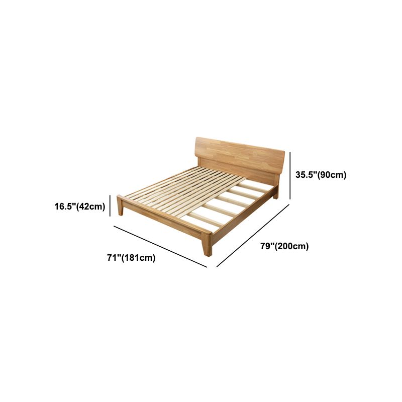 84.65 inch Wide Mid-century Bed Frame Rubberwood Bed with Headboard