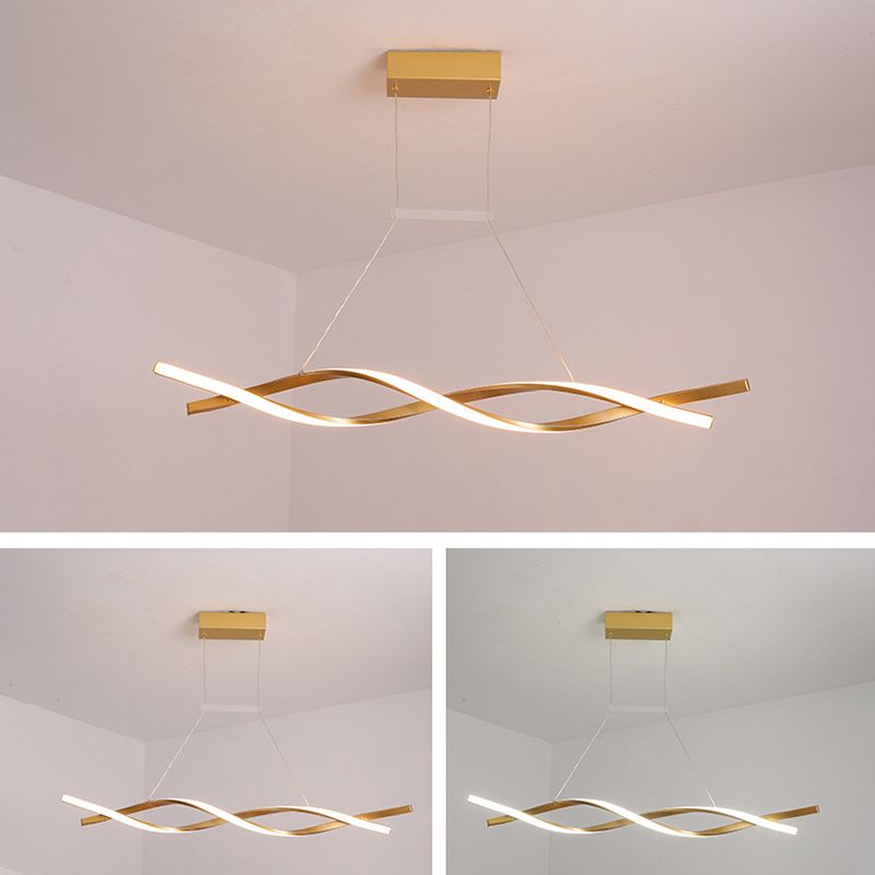 Metal Shaded Island Chandelier Light Minimalist Style LED Gold Pendant Lighting Fixture