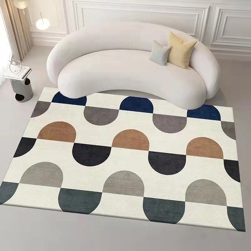 Geometric Indoor Rug Modern Khaki Tone Area Rug Washable Polyester Carpet for Living Room