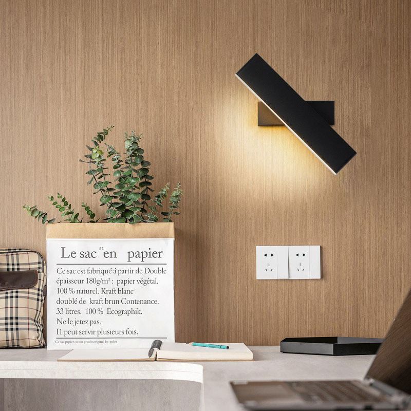 LED Metal Acrylic Wall Sconce Light Rectangular Reading Wall Light for Bedside