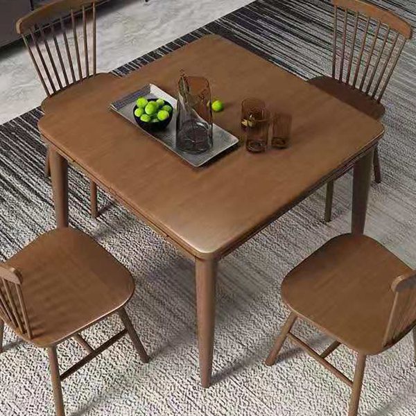 Mid-Century Modern Folding Dining Table Rubberwood Solid Wood Dining Table with 4 Legs