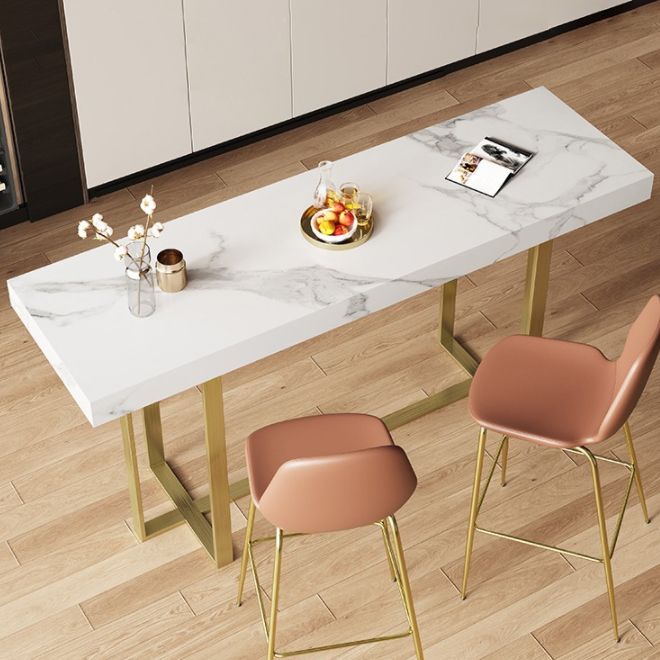 1/3 Pieces Bar Stool and Table Set, Glam Fixed Table and Rectangular