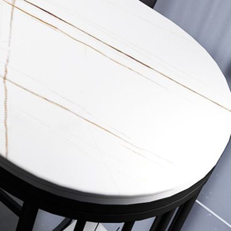 Industrial Free Form Bar Height Table Metal and Stone Bar Table with Double Pedestal