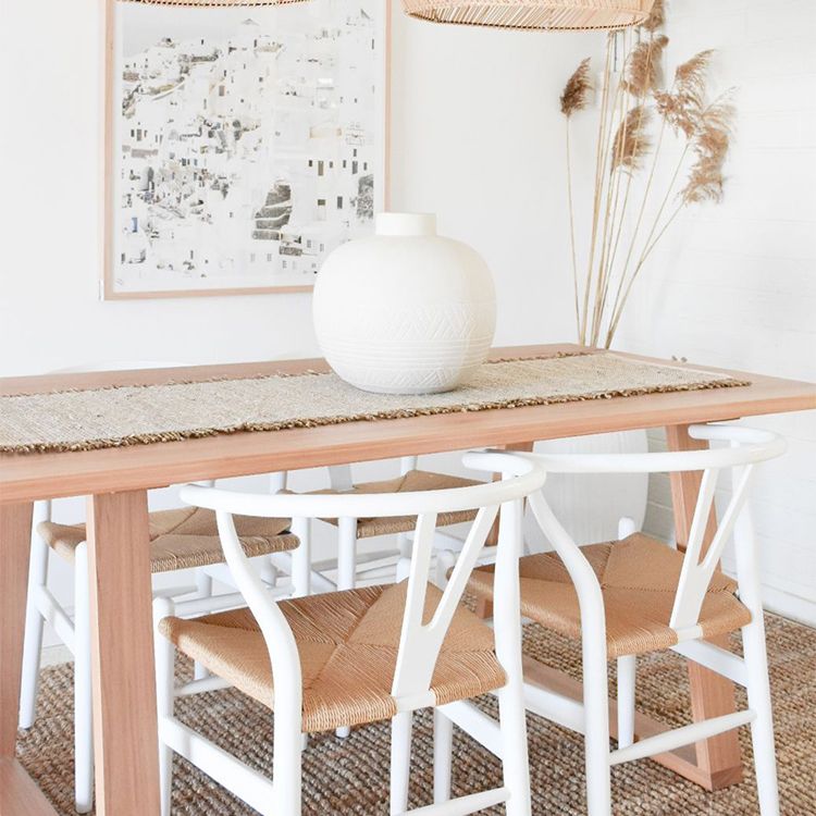 Solid Wood Contemporary Rectangular Table Wood Top Table with Sled Base