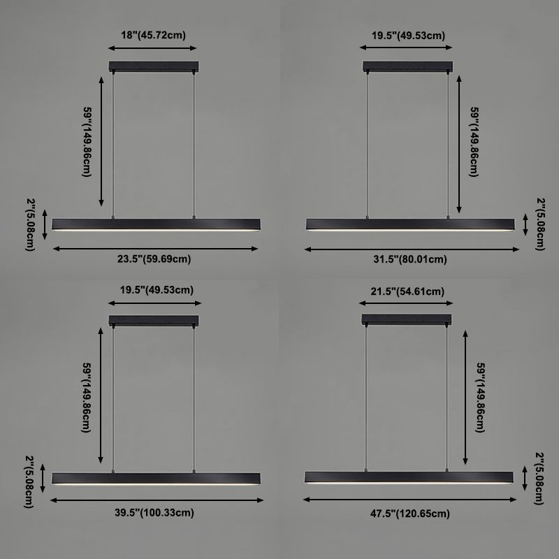 LED Simple Hanging Light Modern Rectangle Pendant Lamp Fixture for Dining Room