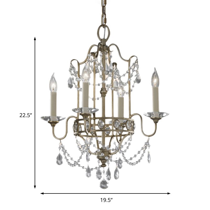 4/6 Köpfe Metallic Pendelleuchte Leuchte Moderne Messing -Oberkalkerleuchter mit Kristallperle