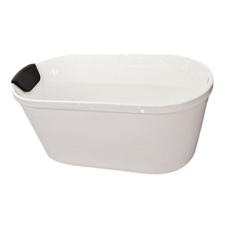 Freestanding Soaking Bath Back to Wall Modern White Bathtub With Faucet