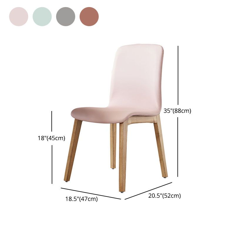 Contemporary Chair Armless Dining Side Chair with Wooden Legs