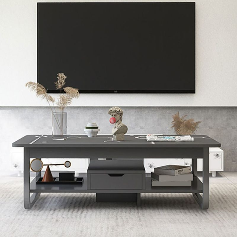 4 Legs Storage Coffee Table Set Modern Wood Rectangle Coffee Table