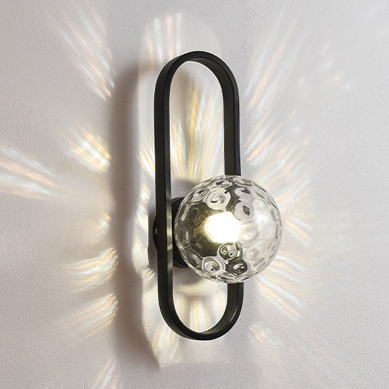 Bedroom Simple Sconce Light Fixtures 1 Blub Glass Lampshade Wall Mounted Lighting