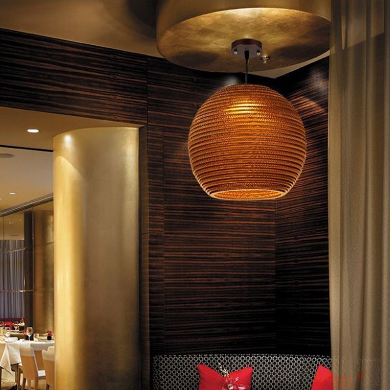 Southeast Asian Style Ceiling Light Honeycomb Cardboard Geometry Pendant Lamp for Bedroom