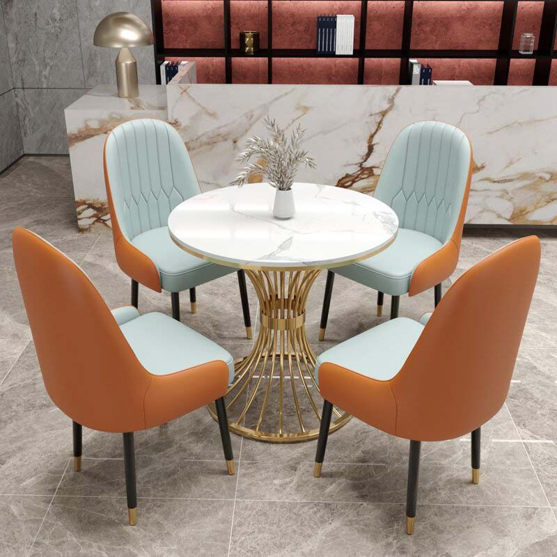 Modern Round Dining Table for Kitchen Dinette Table with Metal Base