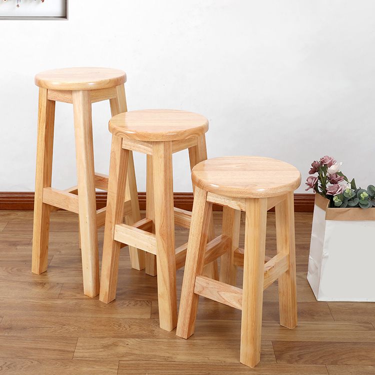 Solid Wood Bar Stool Backless Armless Counter Stool for Dining Room