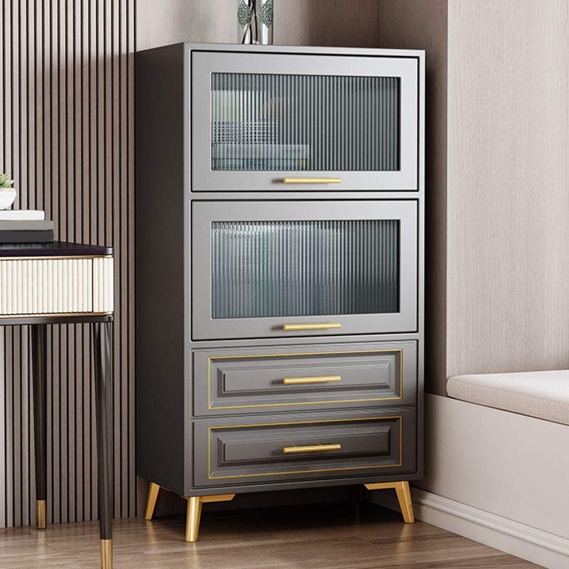 Contemporary Grey Cabinet with Glass Door and 2 Soft Close Drawers