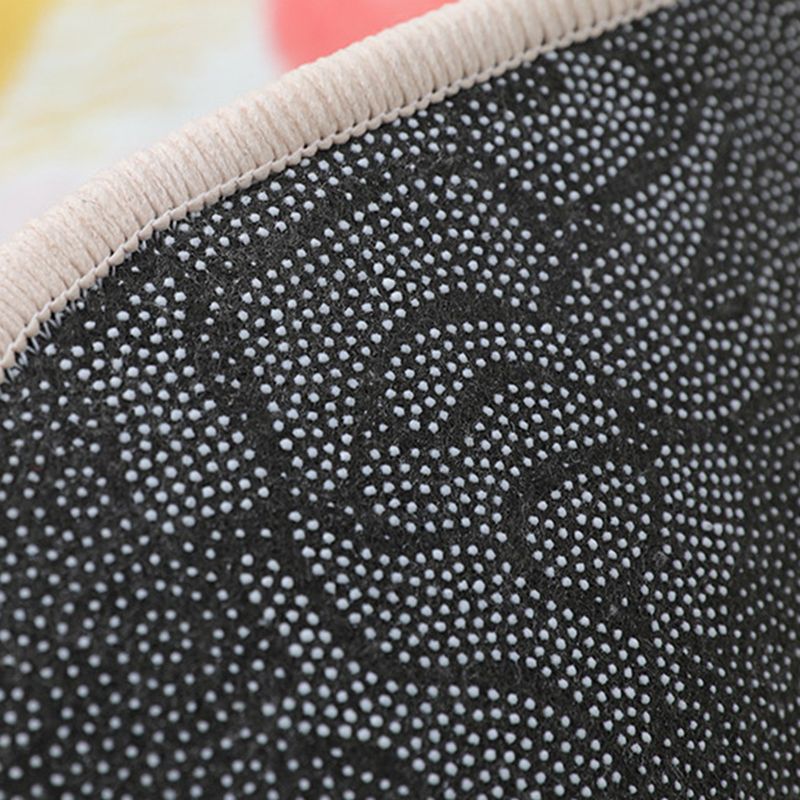 Dark Green Modern Rug Polyester Leaves Rug Non-Slip Backing Rug for Living Room