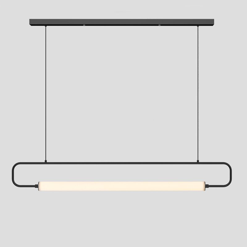 Modern Style Rectangle Island Light Fixture Metal 1- Light Island Pendant Light