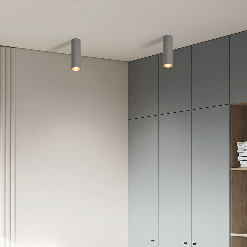 Forma cilindrica LED Lampada da Soffitto Moderna Alluminio 1 Luce Flush Mount per Shop
