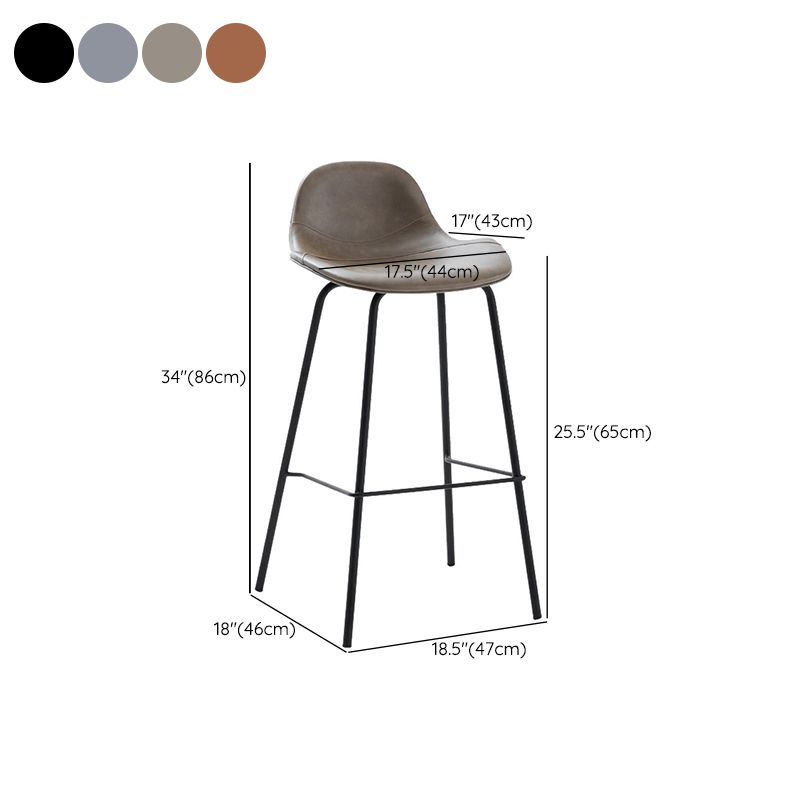 Modern Backrest Counter Stool Iron Bar Stool with Leather Cushion for Dining Room